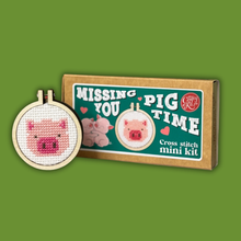 Load image into Gallery viewer, 'Missing You Pig Time' Mini Matchbox Cross Stitch Kit