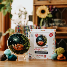 Load image into Gallery viewer, Paint with Wool: Sleepy Fox in a Hoop Needle Felt Craft Kit