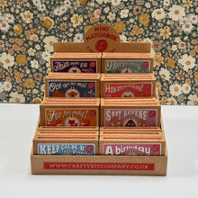 Load image into Gallery viewer, 'A Birthday Toast' Mini Matchbox Cross Stitch Kit