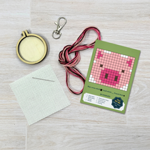 Load image into Gallery viewer, 'Missing You Pig Time' Mini Matchbox Cross Stitch Kit