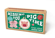 Load image into Gallery viewer, 'Missing You Pig Time' Mini Matchbox Cross Stitch Kit
