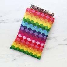 Load image into Gallery viewer, Rainbow Scallops Padded Book Sleeve: Large