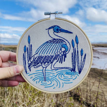 Load image into Gallery viewer, Blue Heron Complete Embroidery Kit