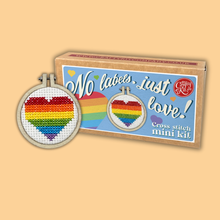 Load image into Gallery viewer, 'No Labels, Just Love' Mini Matchbox Cross Stitch Kit