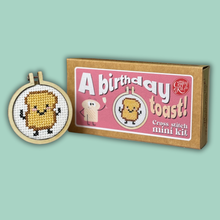 Load image into Gallery viewer, 'A Birthday Toast' Mini Matchbox Cross Stitch Kit