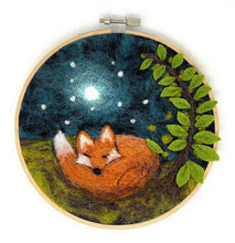 Load image into Gallery viewer, Paint with Wool: Sleepy Fox in a Hoop Needle Felt Craft Kit