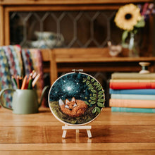 Load image into Gallery viewer, Paint with Wool: Sleepy Fox in a Hoop Needle Felt Craft Kit