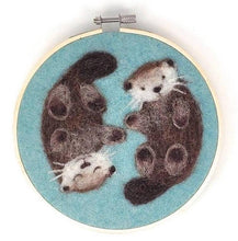 Load image into Gallery viewer, Otters in a Hoop Needle Felting Craft Kit