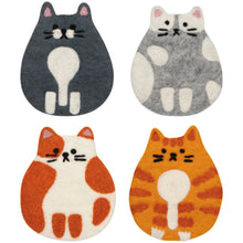 Load image into Gallery viewer, Cat Club Felt Coasters Set of 4 Assorted

