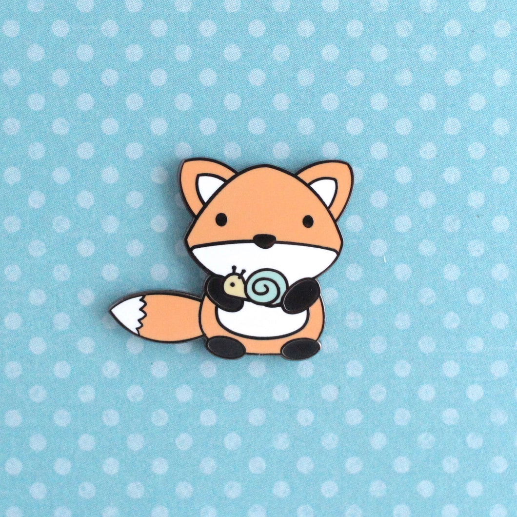 Fox and Snail Enamel Pin
