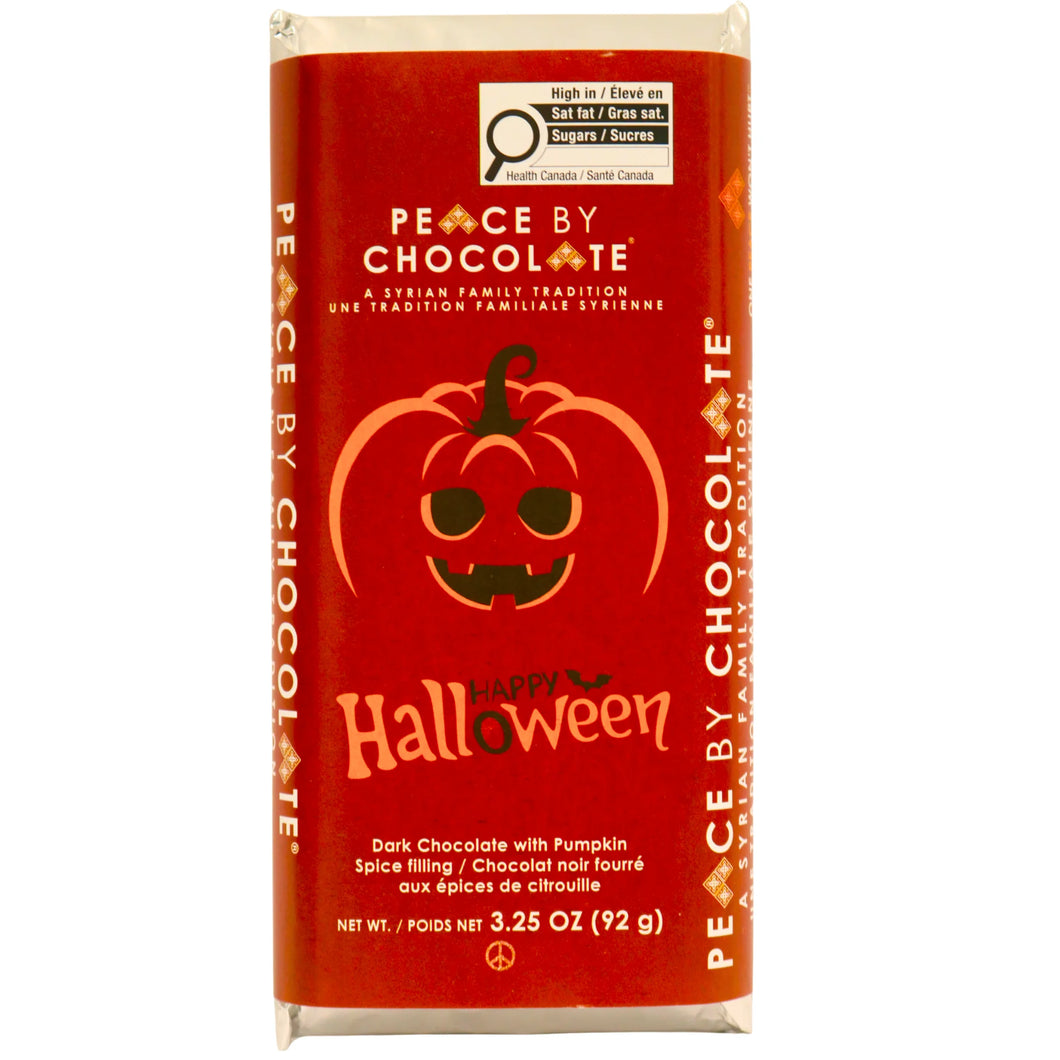 Happy Halloween Dark Chocolate Bar with Pumpkin Spice Filling - Peace by Chocolate