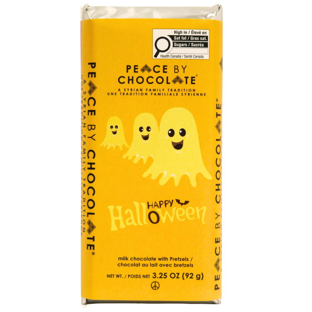 Happy Halloween Milk Chocolate Bar with Pretzels - Peace by Chocolate