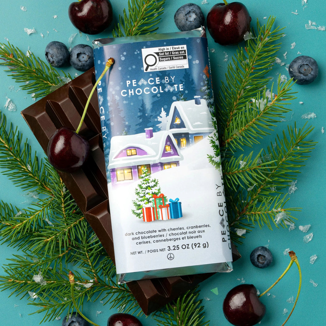 Holiday Bar Dark with Cherries, Cranberries, and Blueberries 92 g - Peace by Chocolate