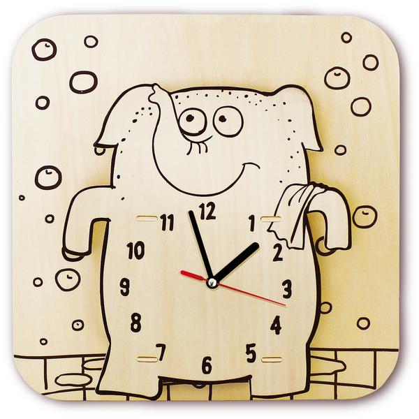 Cartoon Wooden Clock - Elephant