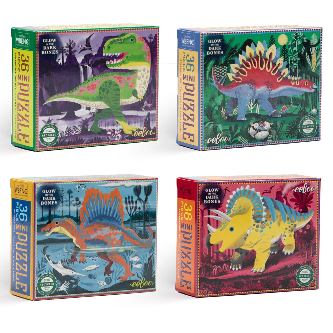 Individual Glow in the Dark Dinosaur Mini Puzzle 36 pieces