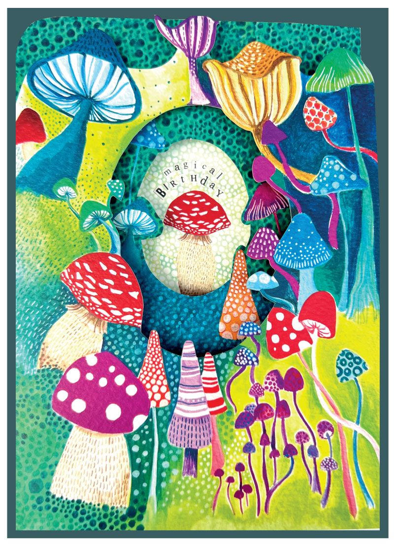 Foldout Birthday Mushrooms Card