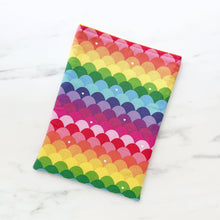 Load image into Gallery viewer, Rainbow Scallops Padded Book Sleeve: Large
