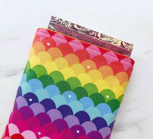 Load image into Gallery viewer, Rainbow Scallops Padded Book Sleeve: Large
