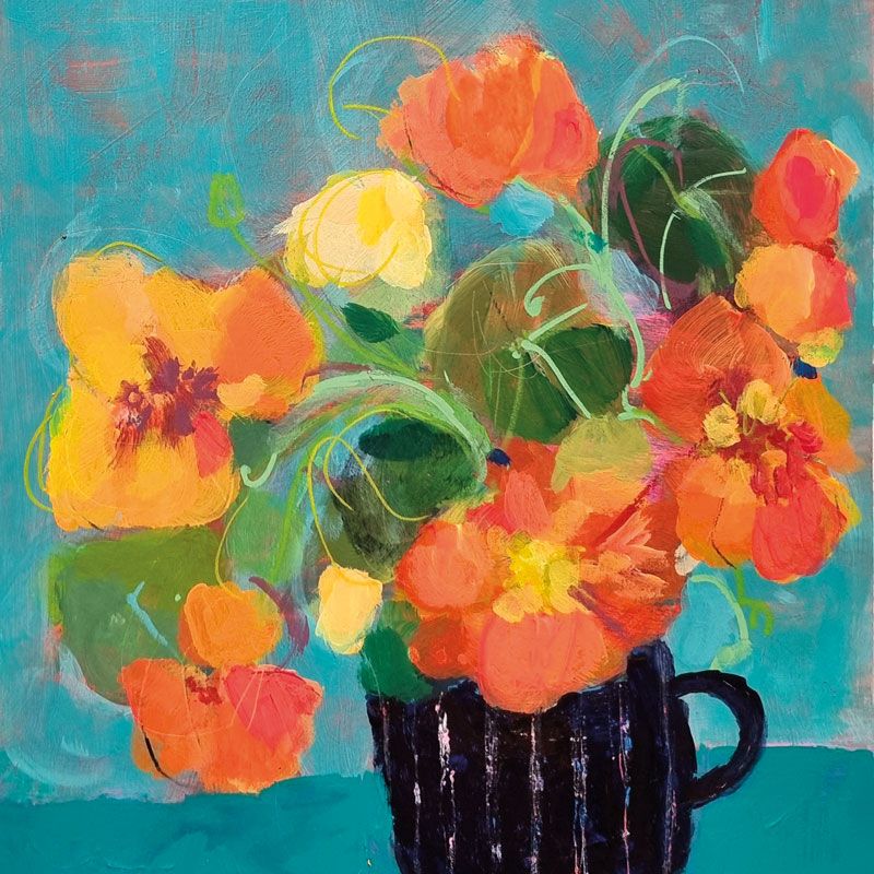 Vase, Nasturtiums Art Card