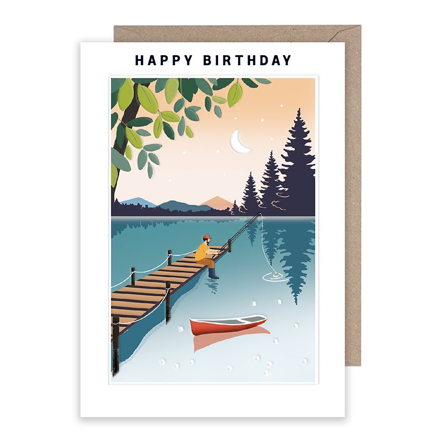 Happy Birthday, Fishing Card