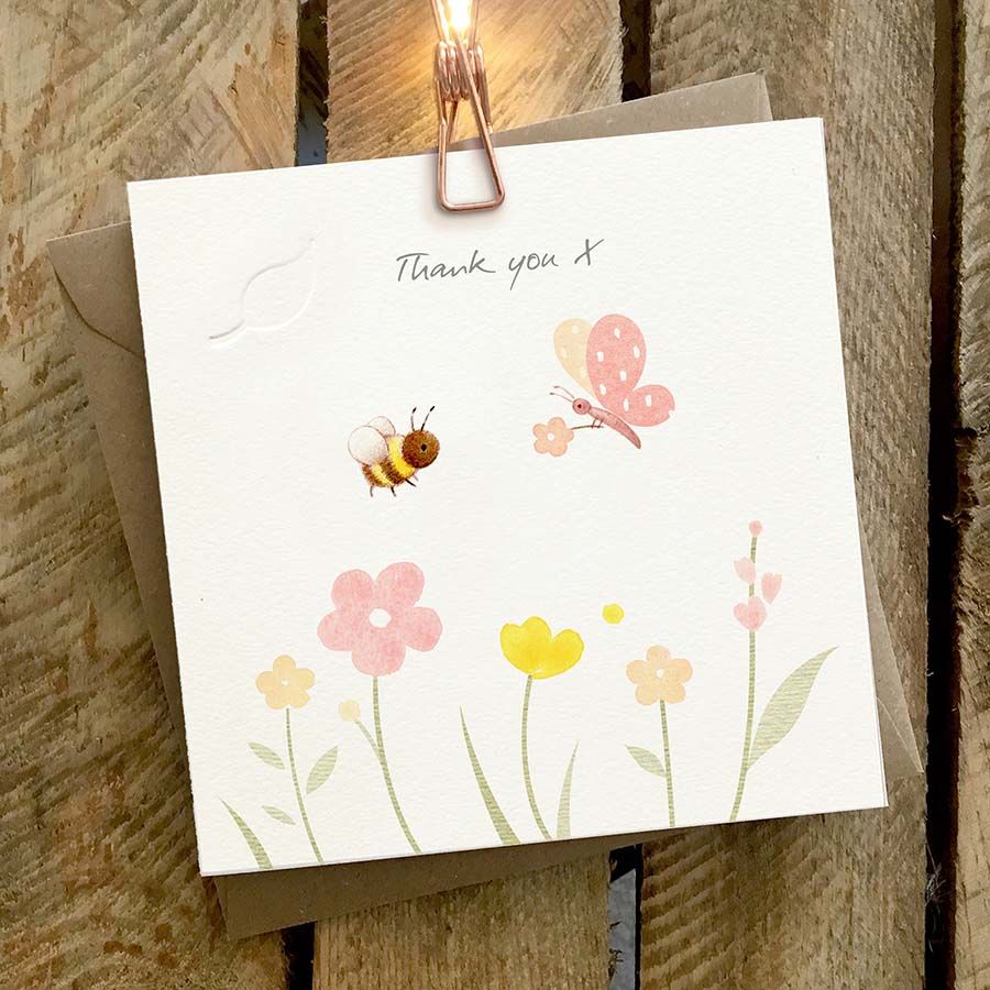Thank You X, Butterfly and Bee Card