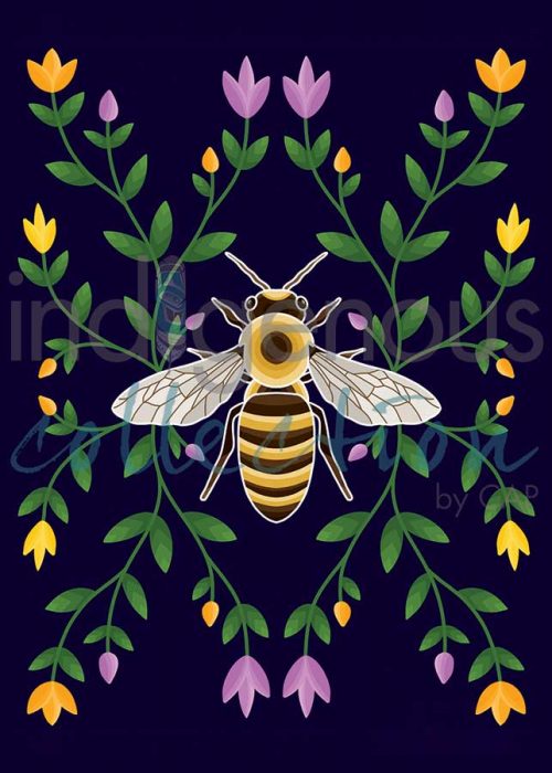 Honey Bee and Ojibwe Floral Magnet
