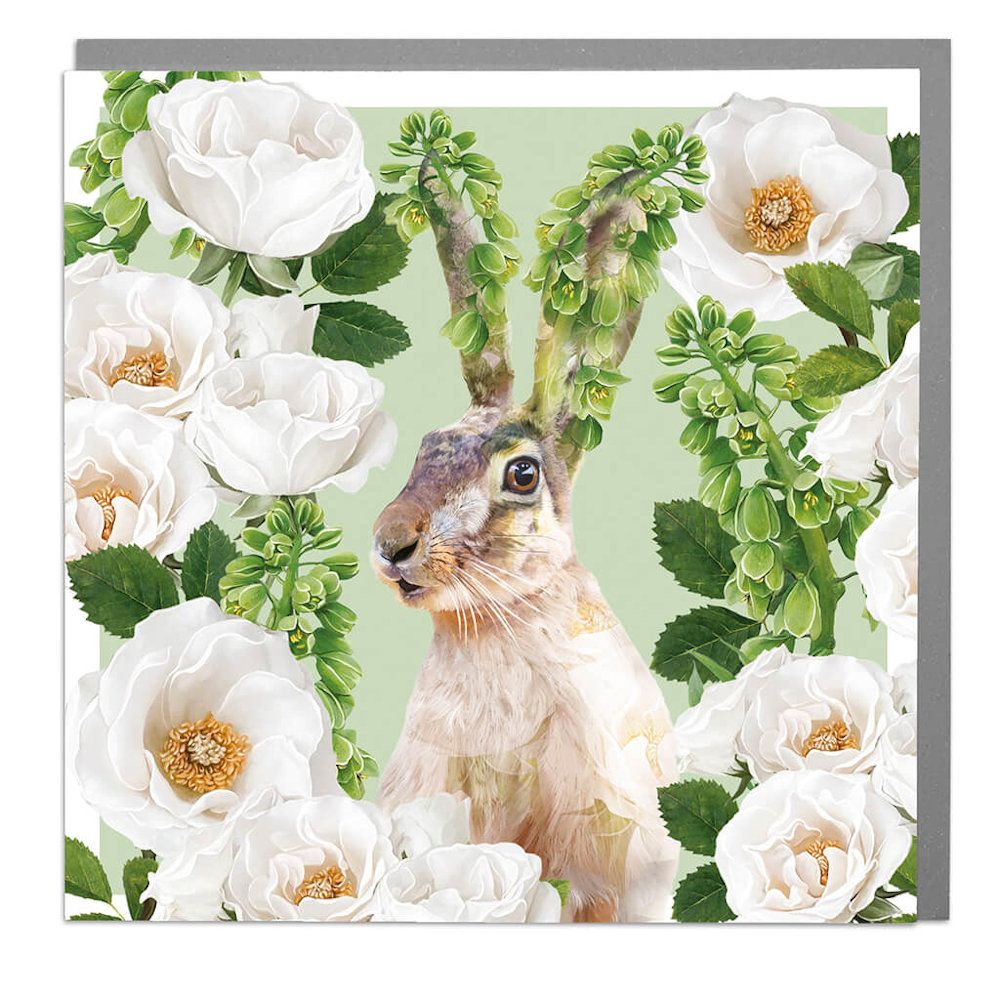 Hare With Flowers Card