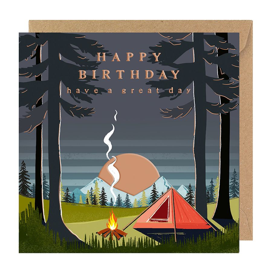 Happy Birthday, Camping Card